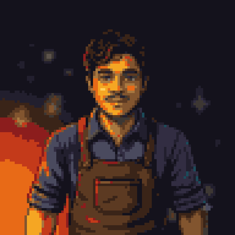Pixel art portrait of Rafli